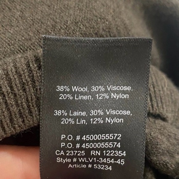 Babaton Wool Linen Blend V-Neck Sweater Size S / M Brown Aritzia Minimalist - Picture 9 of 10